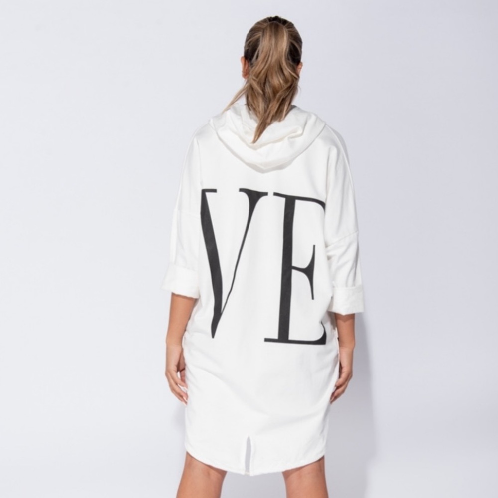 ☽ SOLD OUT Off White Love Hoodie Dress - Picture 12 of 16